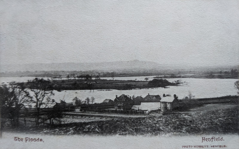 Postcard of Rye Island in the floods.